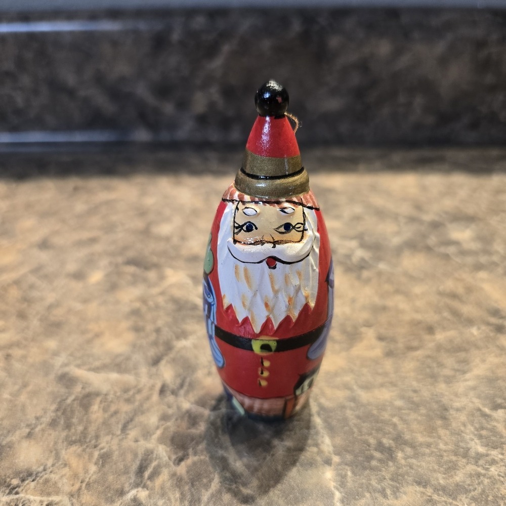 Father Christmas‎ Russian Nesting Doll Hand Painted Cone Shaped Vintage